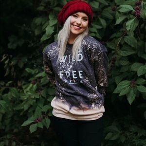 Southern Bliss Bleached Wild & Free crew neck sweater